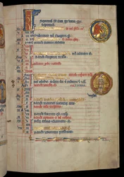 MS 322 f.5r, setembro, um homem colhendo frutas, ilustração do "De Brailes Psalter", c.1250
